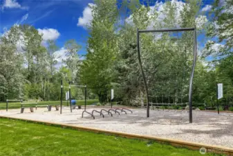 Stay active close to home - this Trossachs community exercise park offers outdoor fitness stations surrounded by lush greenery.
