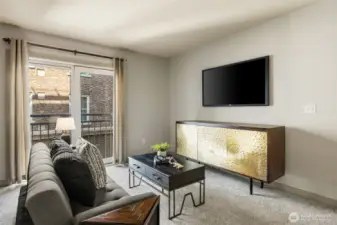 Slider door to Juliet balcony. This door has an adjustable opening capacity-slides to multi positions, from a slightly  cracked open to fully open. Unique concept offering fresh air in.