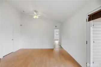 Dining room with slider to backyard