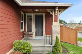 Covered front porch with cedar ceiling