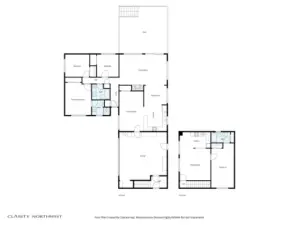This home has a fantastic floorplan as seen here. The ADU apartment floorplan is to the right of the garage.