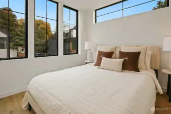 Good Size Second Bedroom with Oversized Windows, High Ceilings