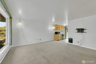Living room looking into the kitchen