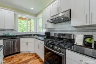 Lots of counter space.  SS appliances.