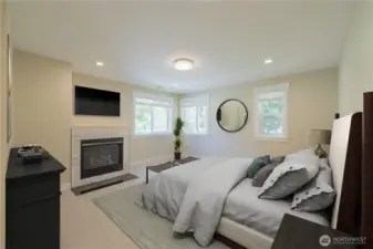 Big, spacious primary bedroom with lots of natural lights