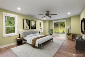 Virtual staged primary suite.