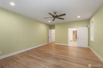 Primary bedroom & bath have remote control blinds.