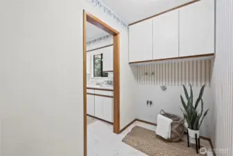 There is a washer/dryer hook up both upstairs and downstairs