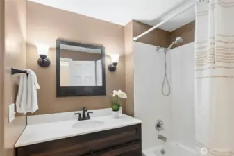 Full bath on upper level.