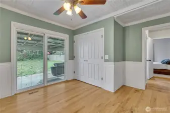 Slider off dining area to covered patio