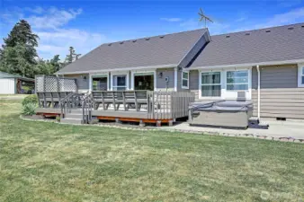 Guest home deck side. The six person 2019 Bull Frog hot tub conveys...