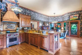 Gourmet kitchen with Wolf Range and Subzero refrigerator