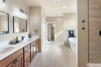 5-piece primary bathroom with LARGE wardrobe closet and a Linen closet too!