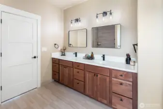 Primary Bathroom- with tile plank flooring