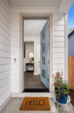 Welcome home! Spacious covered entryway with deep coat/shoe closets and access to the garage from the foyer.