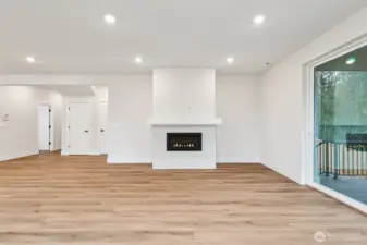 Gas fireplace, Smurf tub to hid TV and cable wiring.