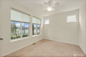 French Doors open to a front of the house office space.