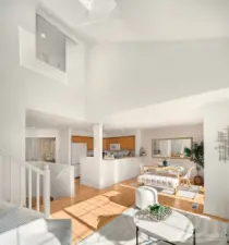 The double-height ceiling makes this home so open and airy!