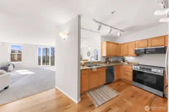 Maple, stainless and granite kitchen