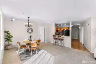 Kitchen has tasting bar, open to dining area