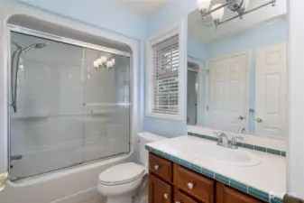 Jack and Jill full bath located between Bedroom #3 and Bedroom #4.