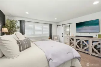 Barn door added into Owner's bathroom suite