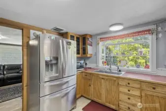 This beautiful fridge stays with the home.