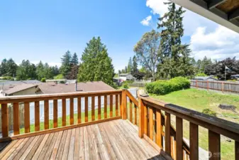 Deck off dining room and kitchen.