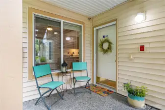 Patio entry with space for a sitting area.