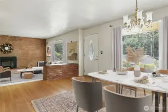 Virtually staged dining into main living room