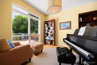 Big window lets in lots of light. Best reading or lounge spot in the house.