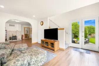 French doors to backyard
