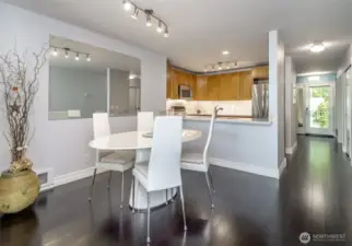 Dining area, newer bamboo flooring