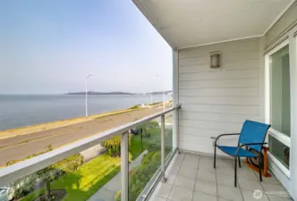 Large deck with views of cruise ships and ferrys