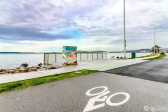 Bike path with artwork within view.