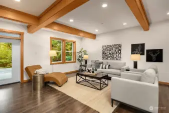 Lower level Rec room with French doors to the patio.