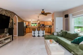 Looking at the kitchen from the living room