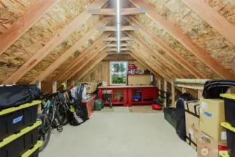 Garage attic storage and work area