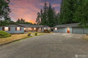Serene outdoor setting with plenty of space to enjoy fresh air, gatherings, or quiet moments in nature. Custom built single story rambler home with detached 3 car garage and an apartment suite.