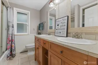 Full bath down the hall and close to 2 of the 5 bedrooms