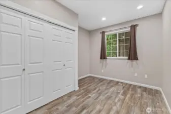 Private apartment bedroom with closet