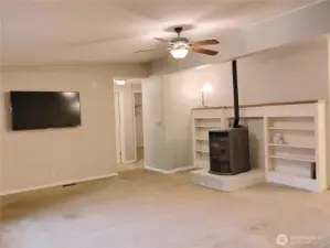 Newer Pellet stove in the living room.