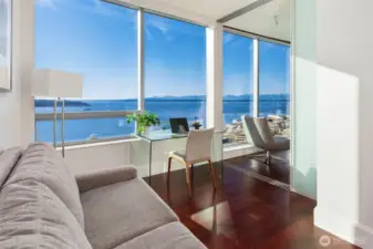 Guest bedroom with sleeper sofa doubles as office.  Also could be a traditional guest bedroom.