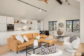 Effortless flow from living to dining to kitchen