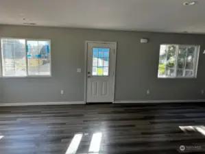 Large open living and dining area