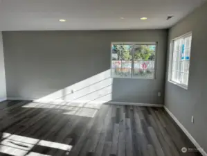 Large open living and dining area