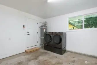 Washer and dryer in the attached garage