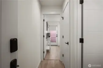 Separated entry way for downstairs unit.