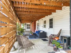 This shows the rear patio with private access to the lower level.  Wonderful separate space for occupants of the walk-out basement.