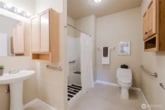 Guest powder room conveniently located on the main floor